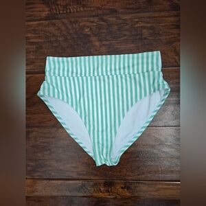 Old Navy Mint Green and White Striped Bikini Bottoms